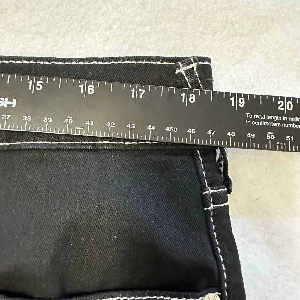 True Religion Ricky Relaxed Straight Jeans Black Denim Contrast Stitch 36x30 NWT
